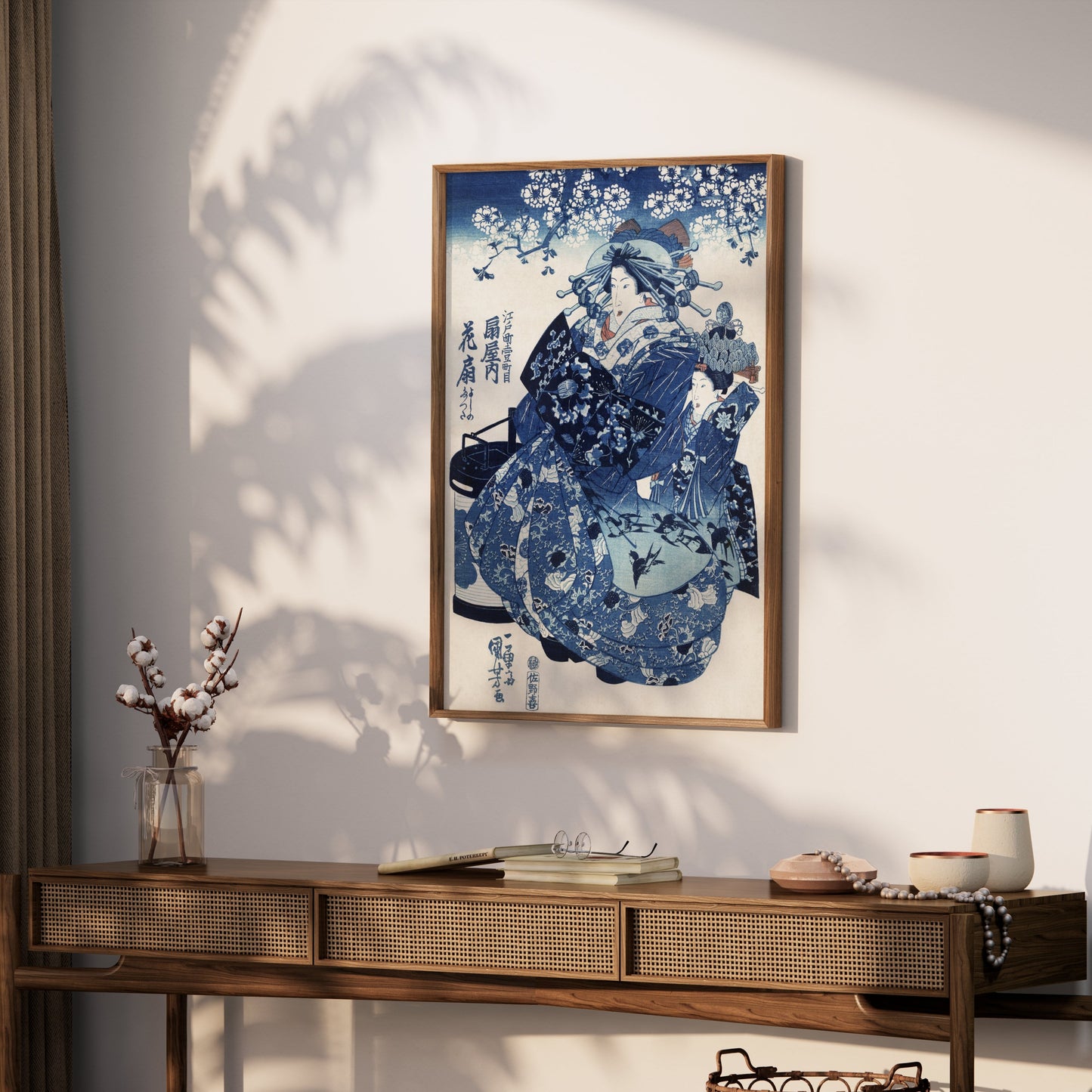 Premium Poster of Traditional Japanese Artwork Blue Themed Decorative Posters