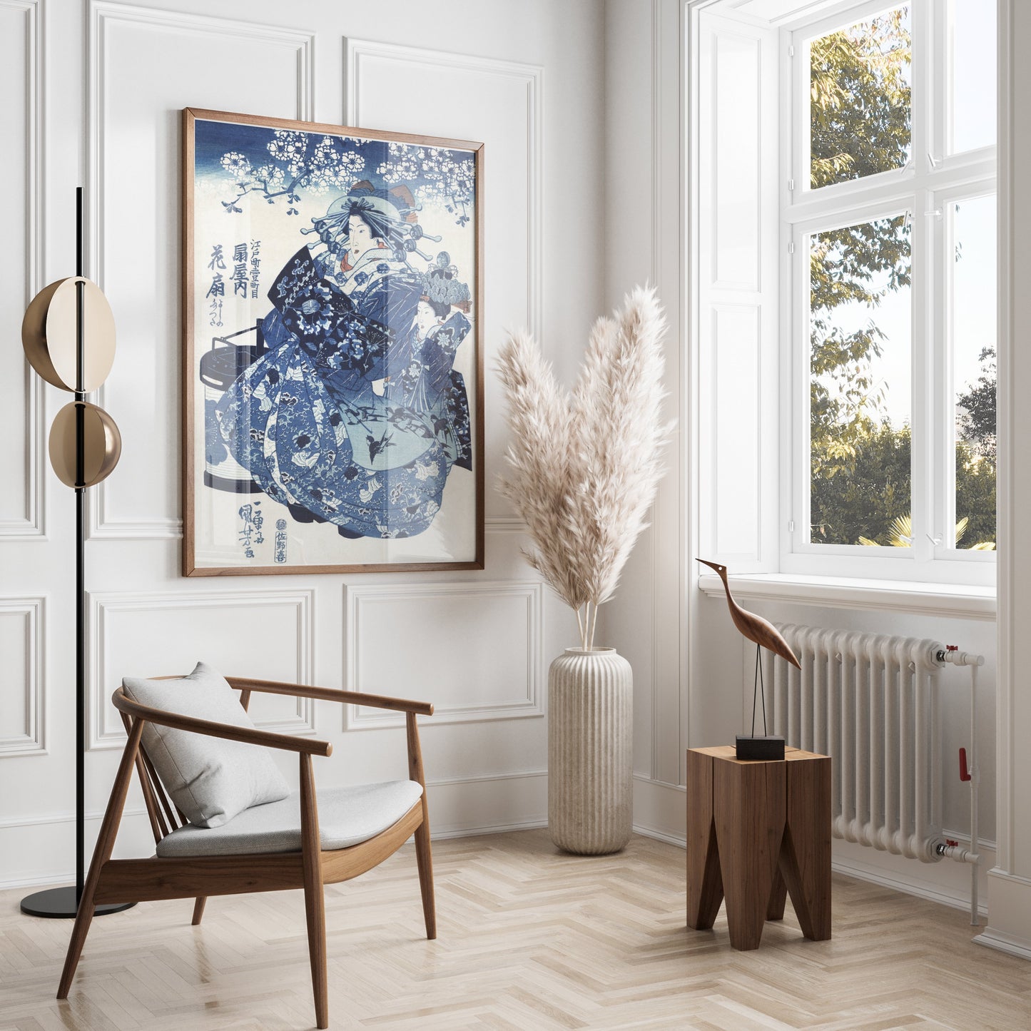 Premium Poster of Traditional Japanese Artwork Blue Themed Decorative Posters