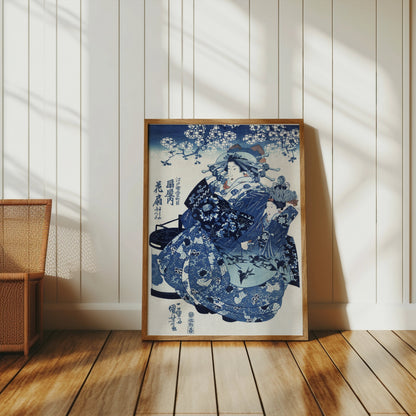 Premium Poster of Traditional Japanese Artwork Blue Themed Decorative Posters