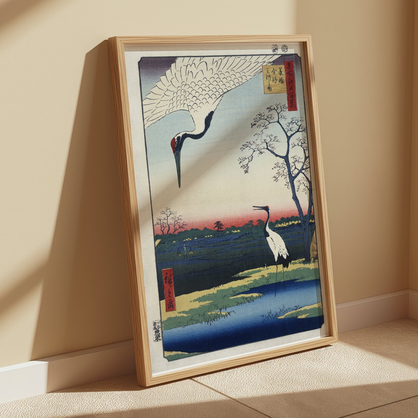 Premium Poster of Traditional Japanese Artwork with Cranes Posters