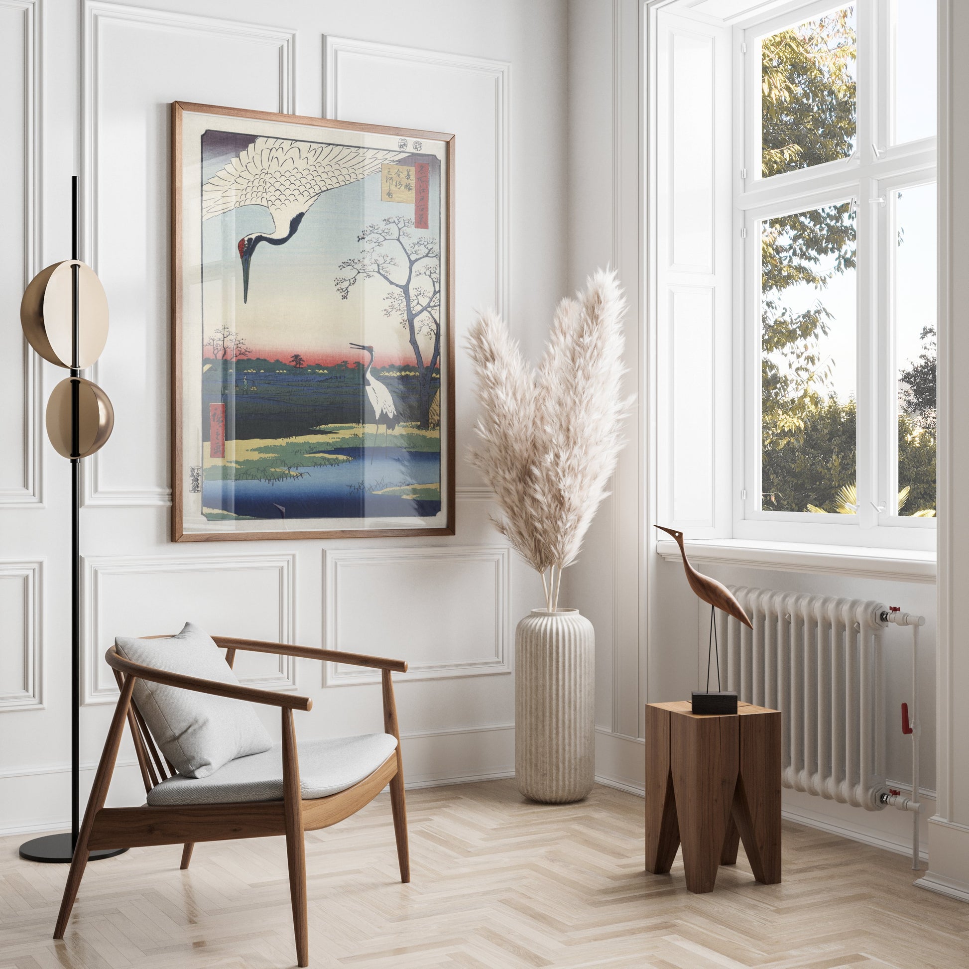 Premium Poster of Traditional Japanese Artwork with Cranes Posters