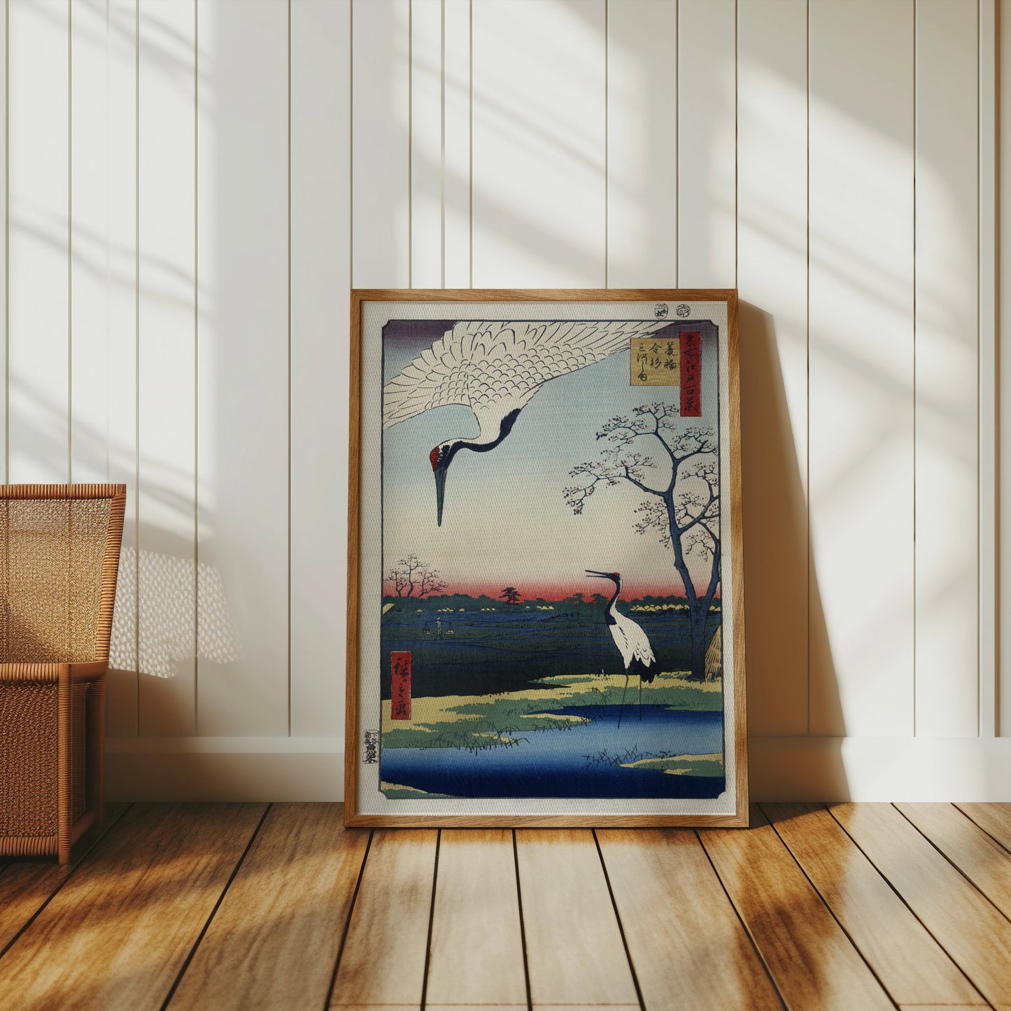 Premium Poster of Traditional Japanese Artwork with Cranes Posters