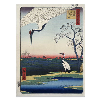 Premium Poster of Traditional Japanese Artwork with Cranes Posters