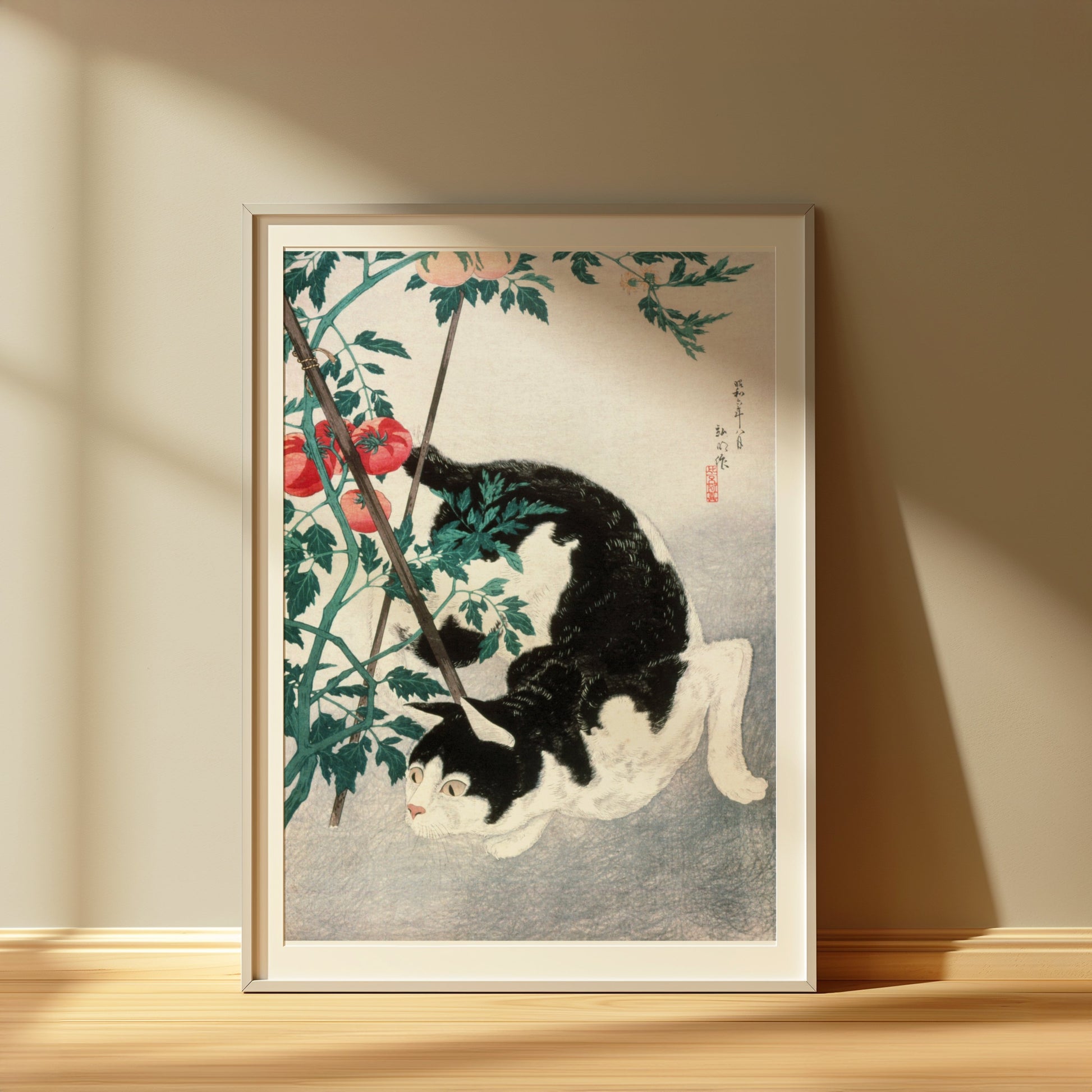 Premium Poster of Traditional Japanese Black and White Cat Art Posters
