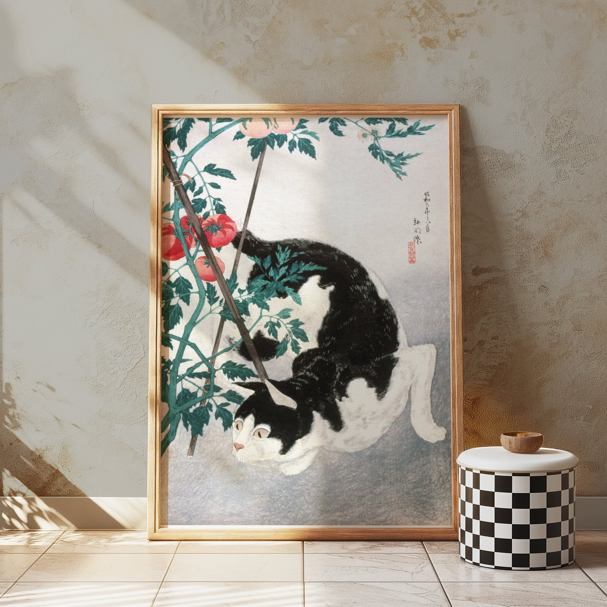 Premium Poster of Traditional Japanese Black and White Cat Art Posters