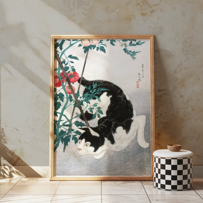 Premium Poster of Traditional Japanese Black and White Cat Art Posters