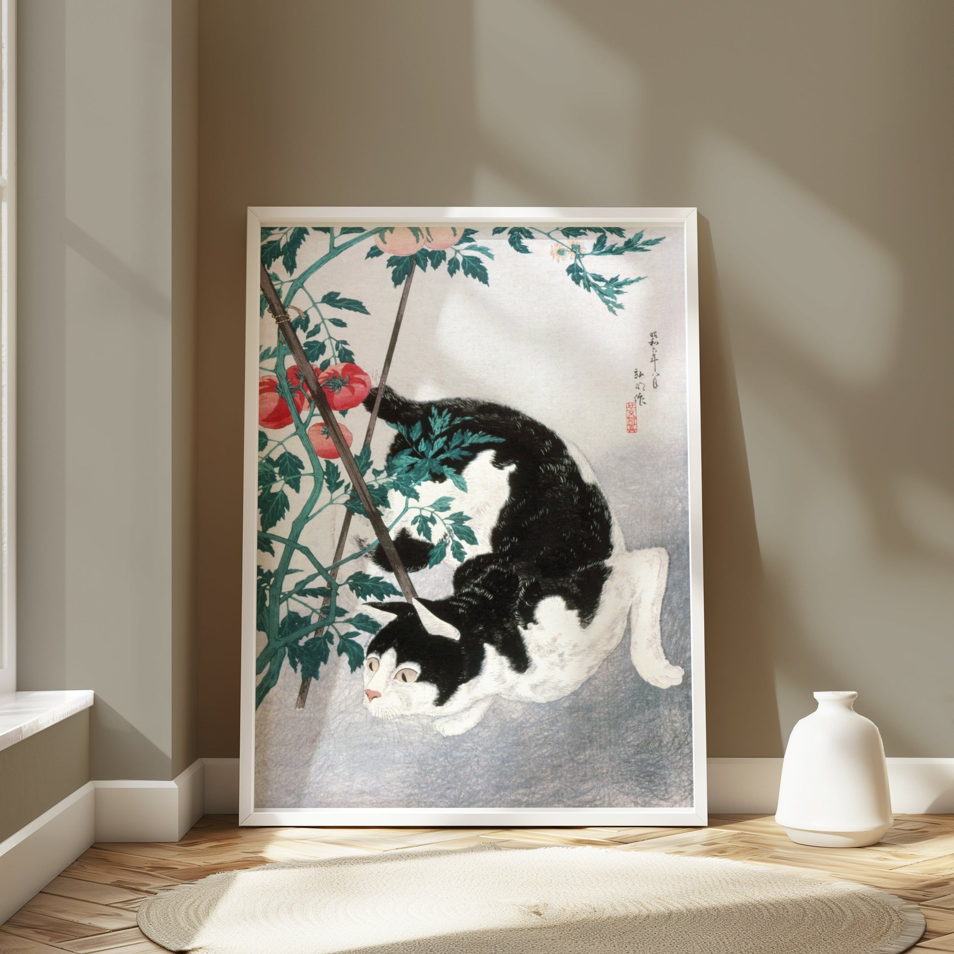 Premium Poster of Traditional Japanese Black and White Cat Art Posters