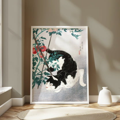 Premium Poster of Traditional Japanese Black and White Cat Art Posters