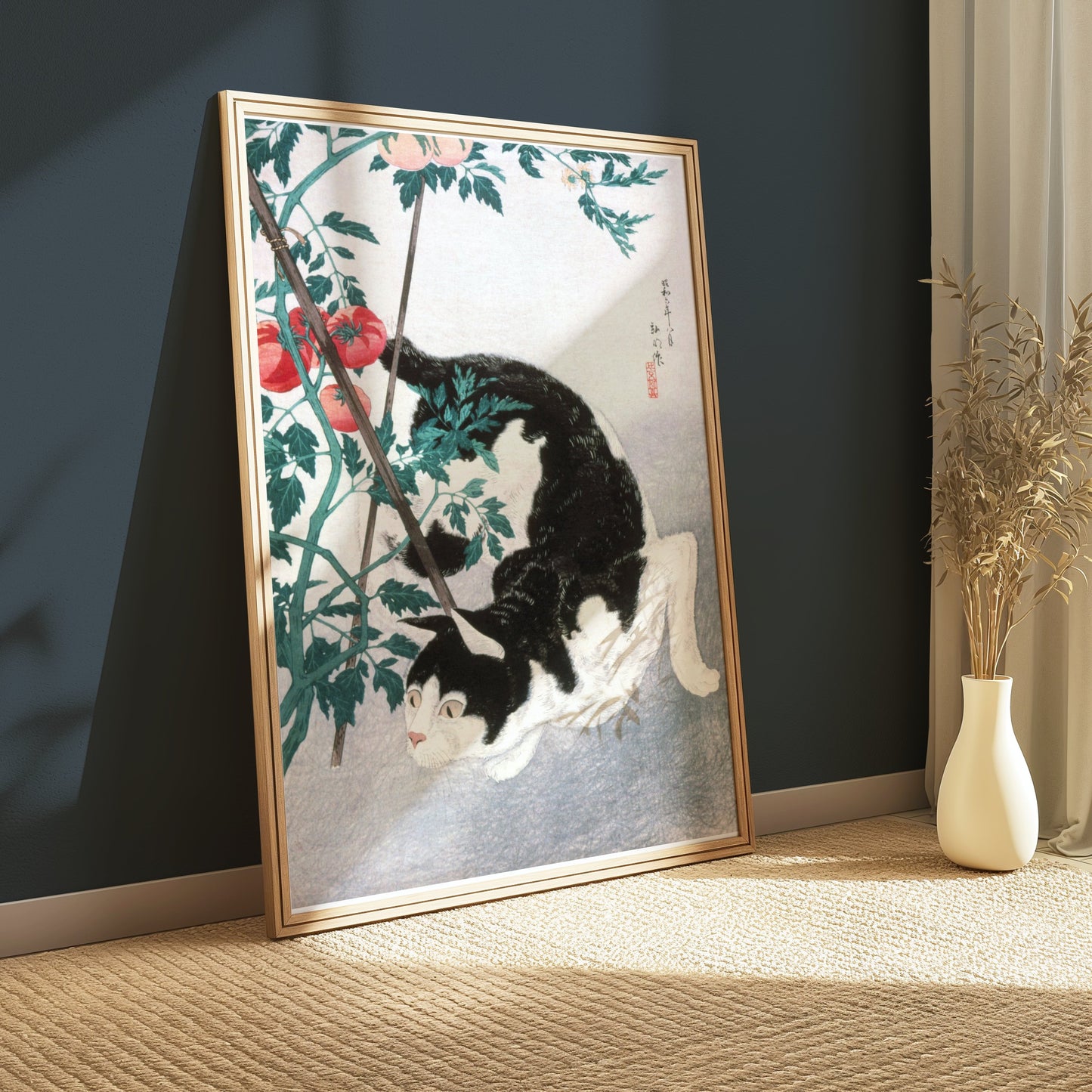 Premium Poster of Traditional Japanese Black and White Cat Art Posters
