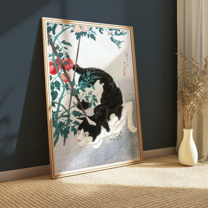 Premium Poster of Traditional Japanese Black and White Cat Art Posters