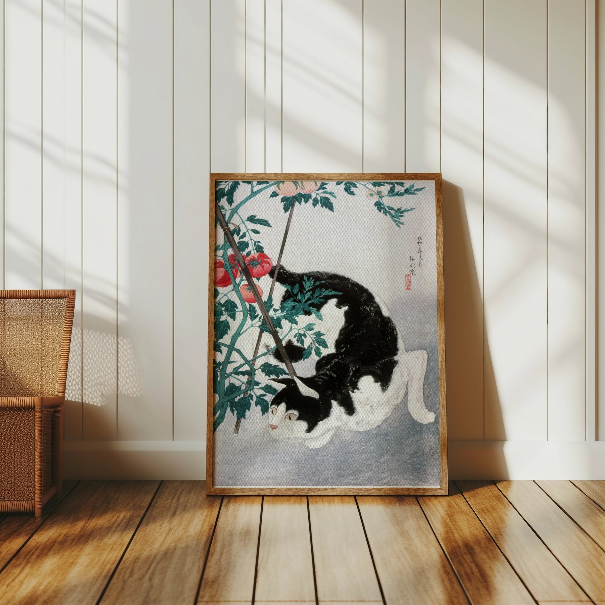 Premium Poster of Traditional Japanese Black and White Cat Art Posters