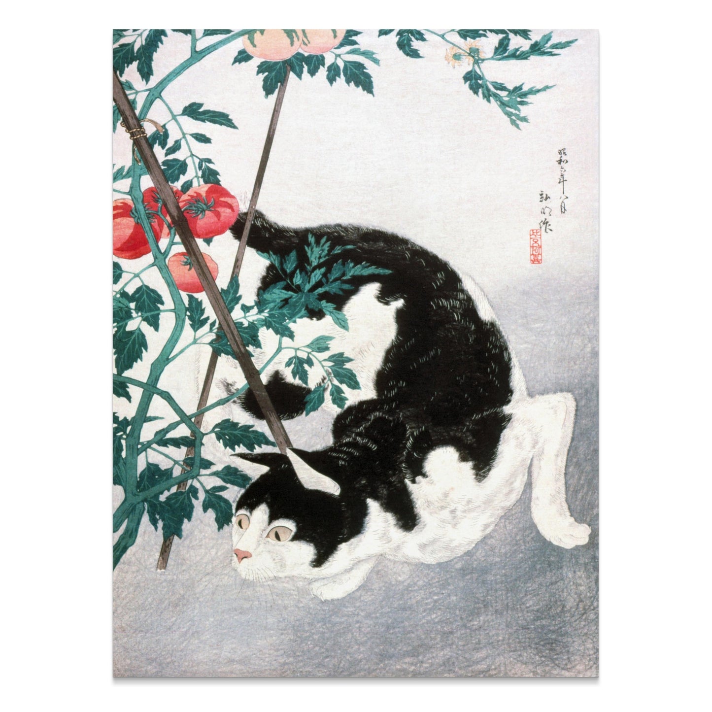 Premium Poster of Traditional Japanese Black and White Cat Art Posters