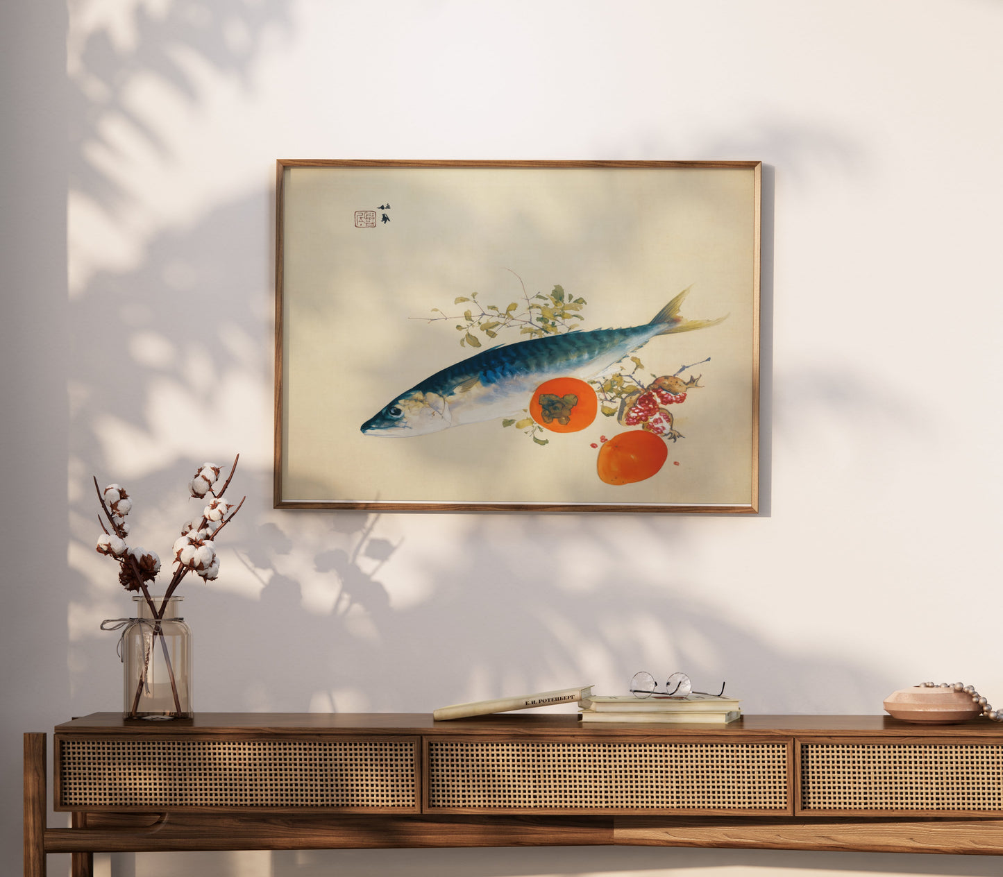 Premium Poster of Traditional Japanese Fish Art with Fruit Posters