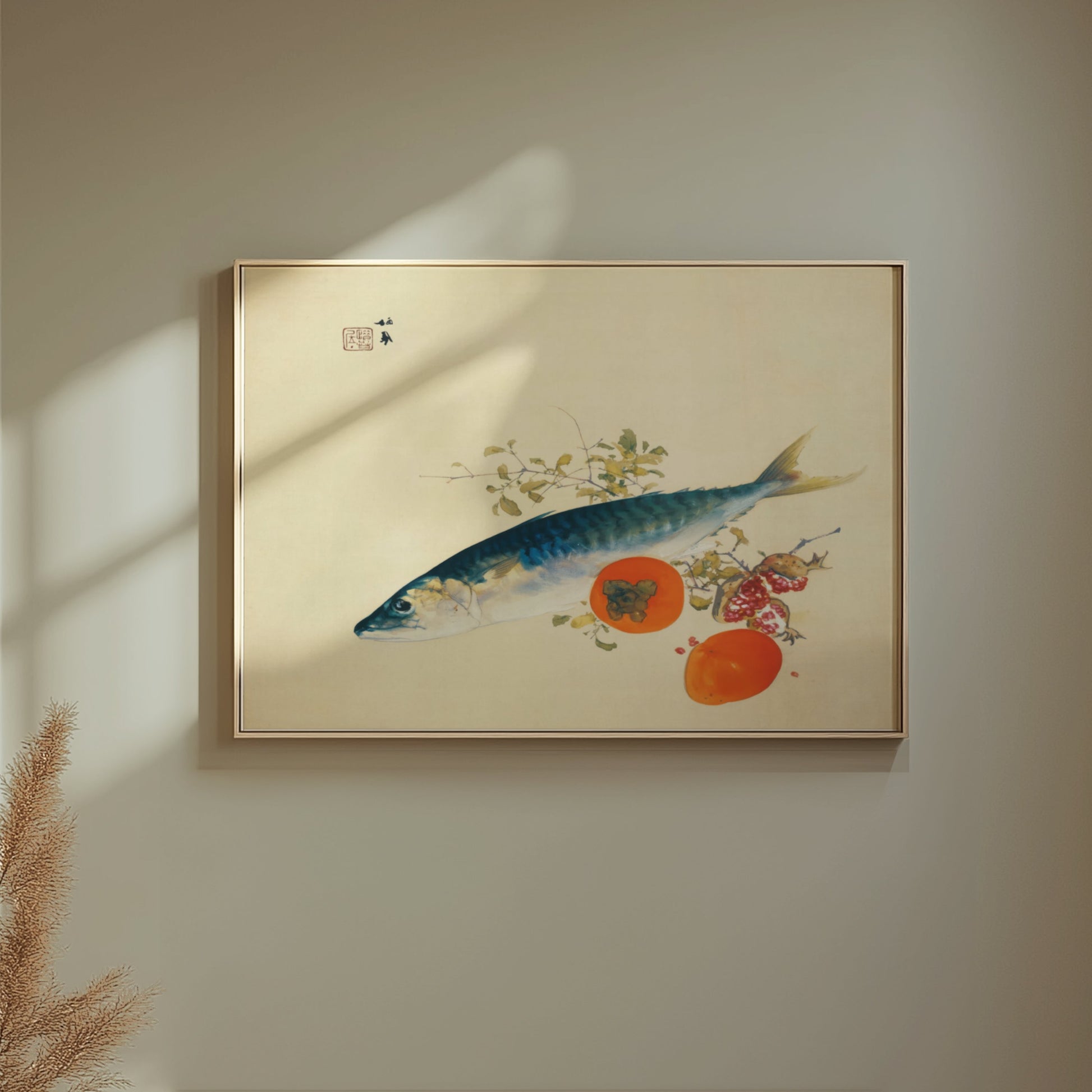 Premium Poster of Traditional Japanese Fish Art with Fruit Posters