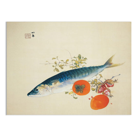 Premium Poster of Traditional Japanese Fish Art with Fruit Posters