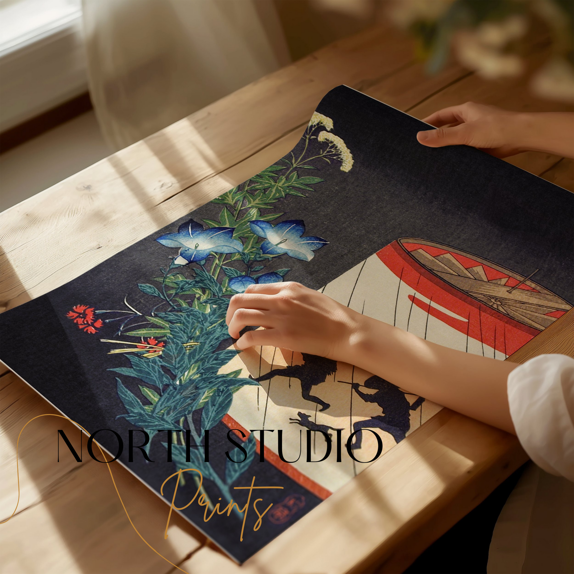 Premium Poster of Traditional Japanese Floral Lantern Art Print Posters