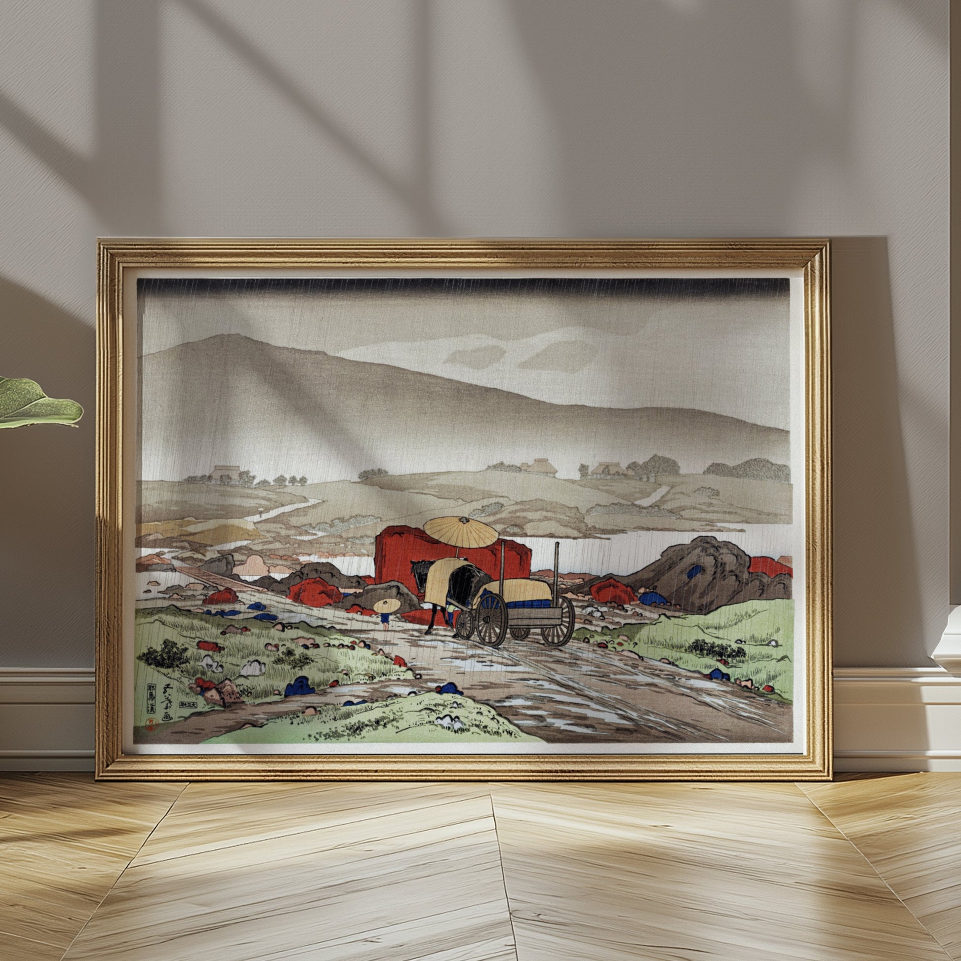 Premium Poster of Traditional Japanese Landscape Rainy Day Posters