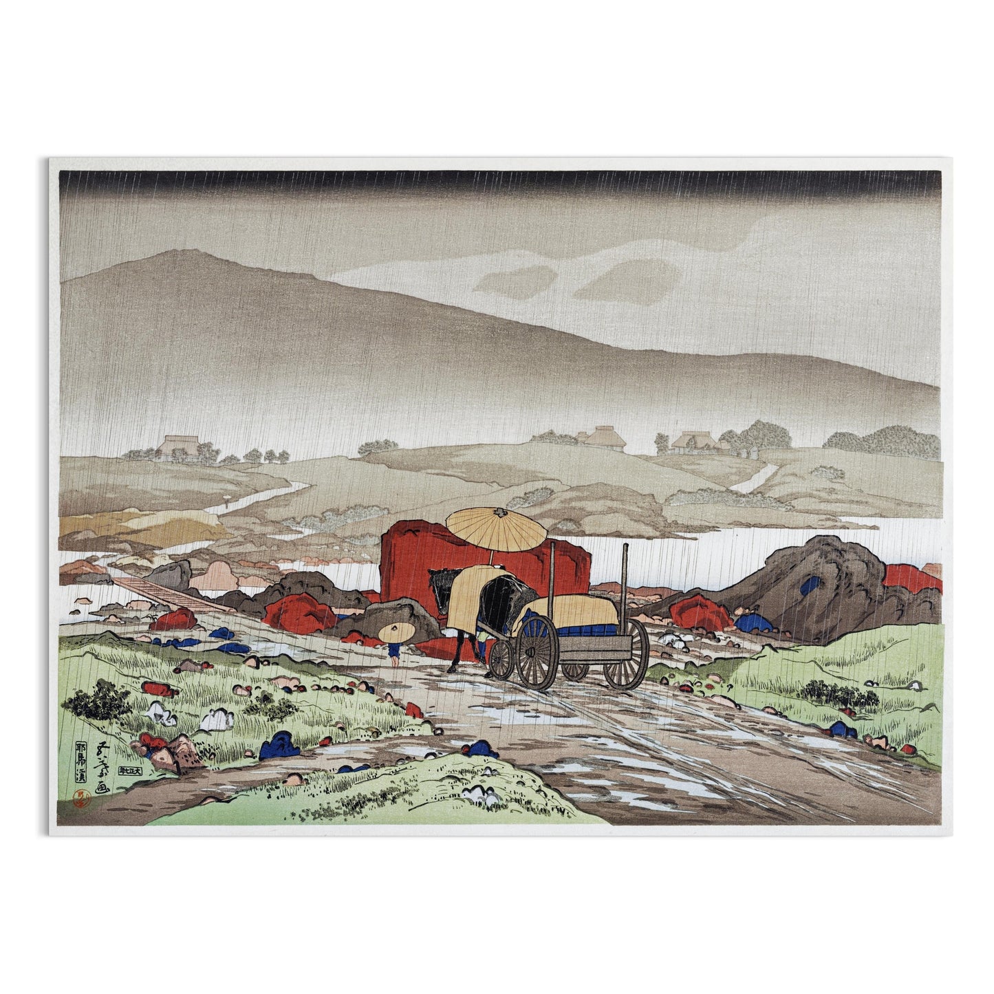 Premium Poster of Traditional Japanese Landscape Rainy Day Posters