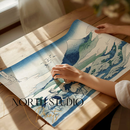 Premium Poster of Traditional Japanese Landscape with Cranes Posters