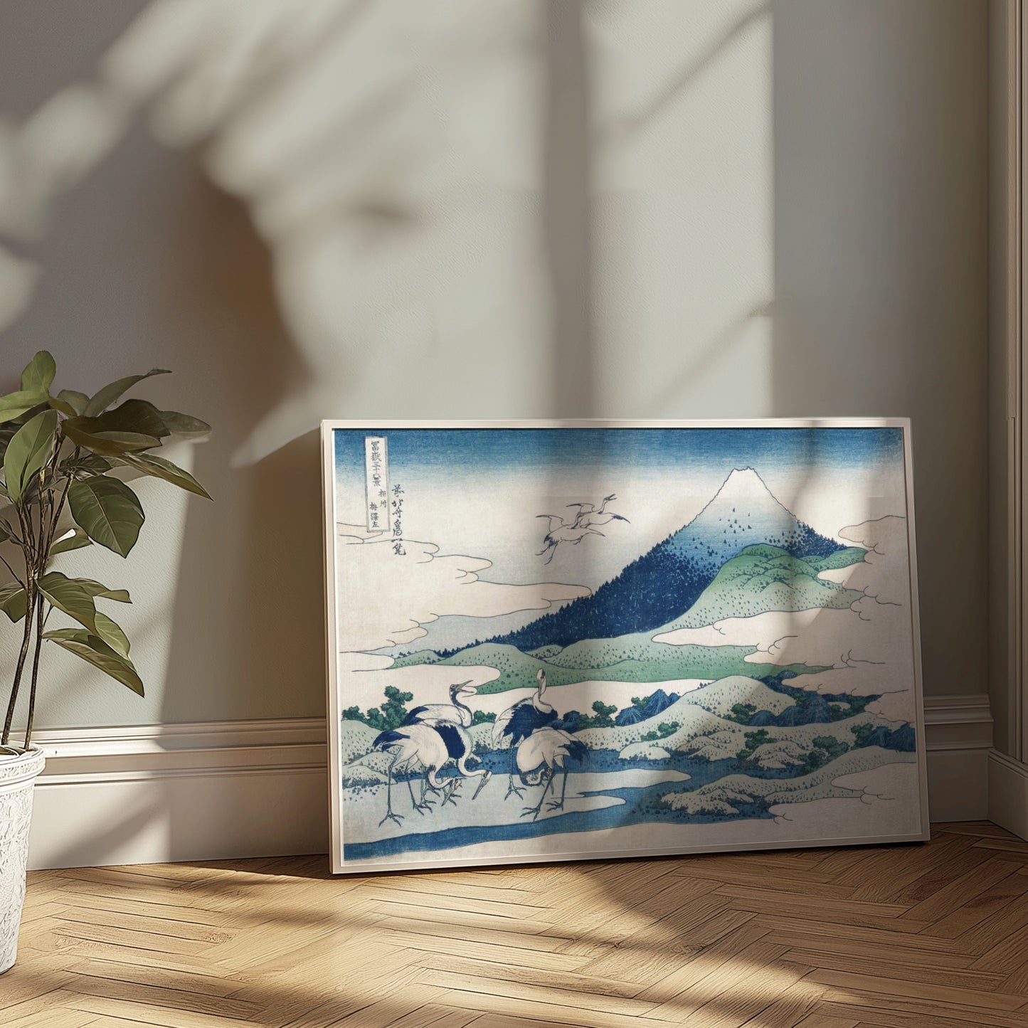 Premium Poster of Traditional Japanese Landscape with Cranes Posters