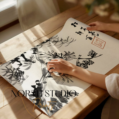 Premium Poster of Traditional Japanese Pine Tree Art Posters