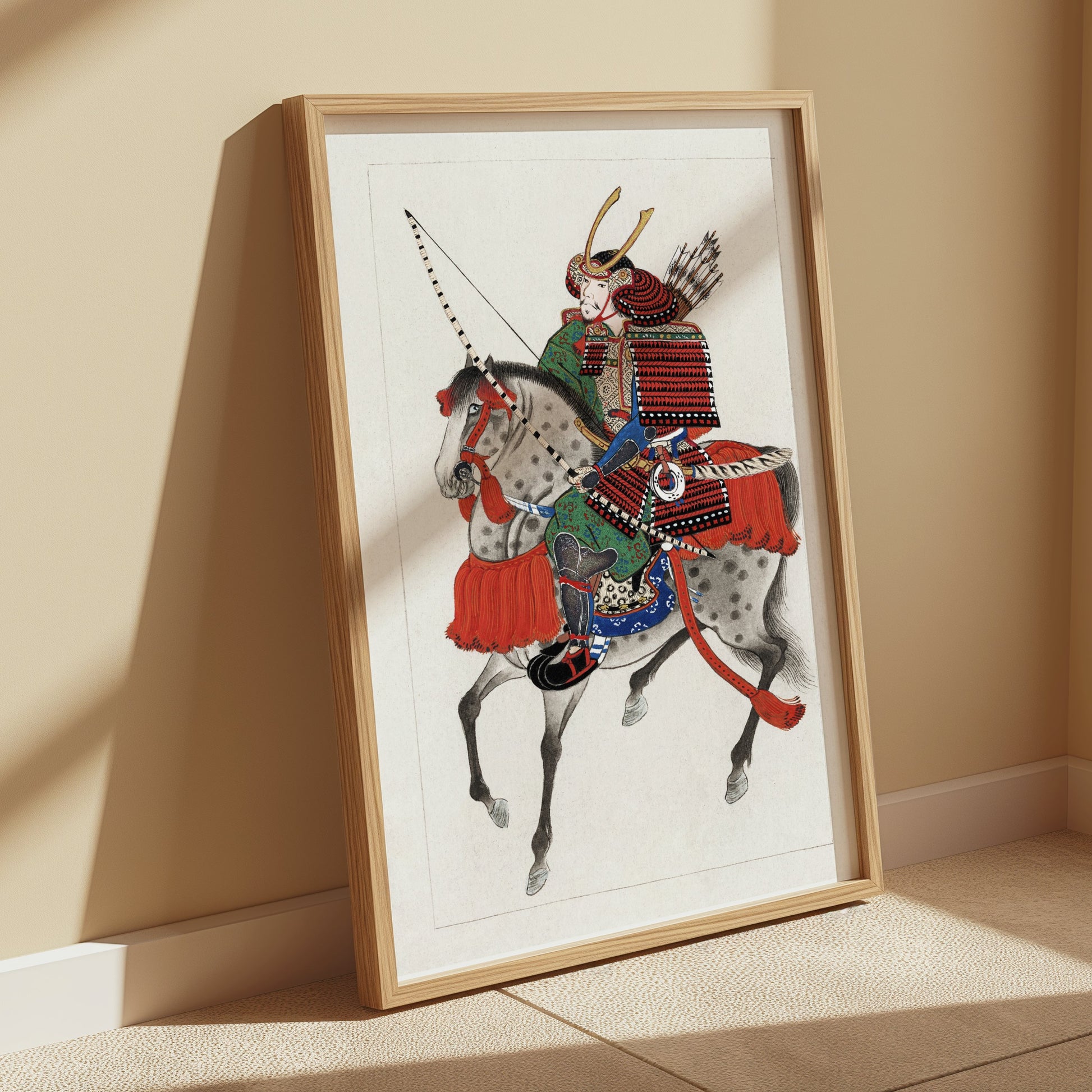 Premium Poster of Traditional Japanese Samurai Riding Horse Posters