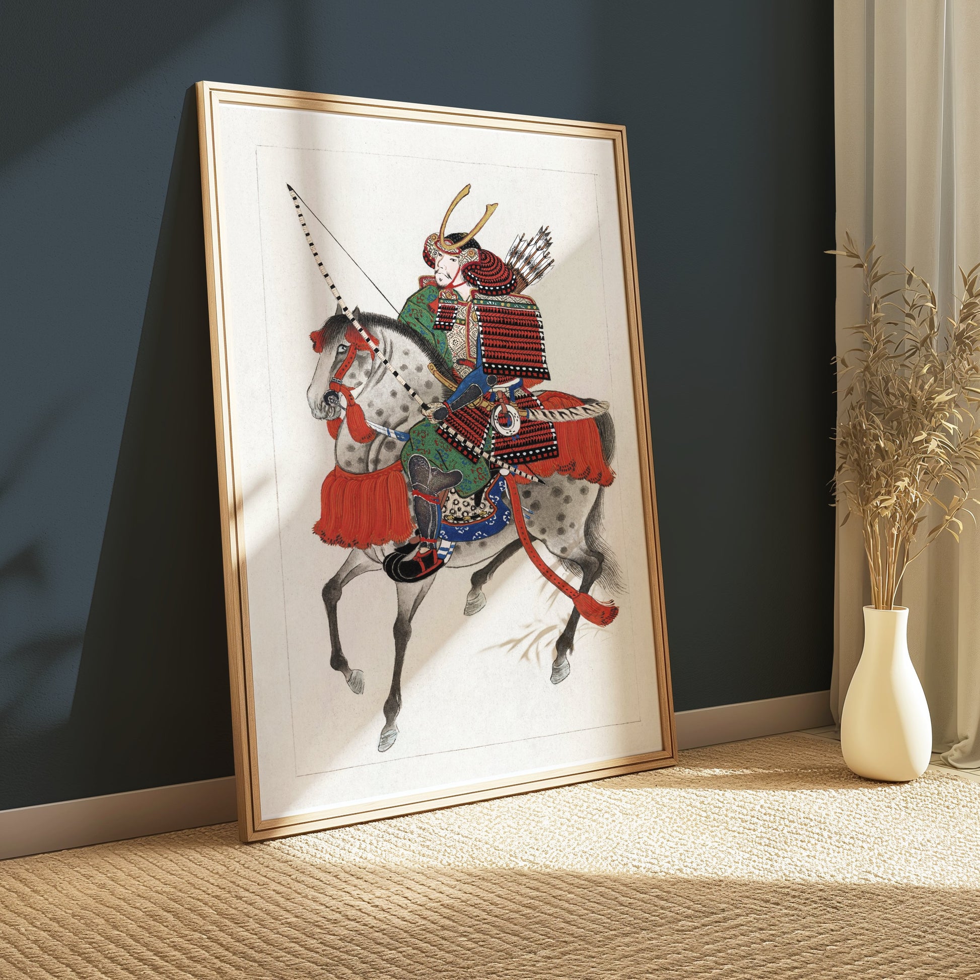 Premium Poster of Traditional Japanese Samurai Riding Horse Posters