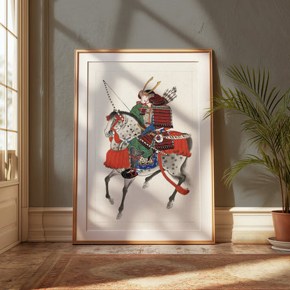 Premium Poster of Traditional Japanese Samurai Riding Horse Posters