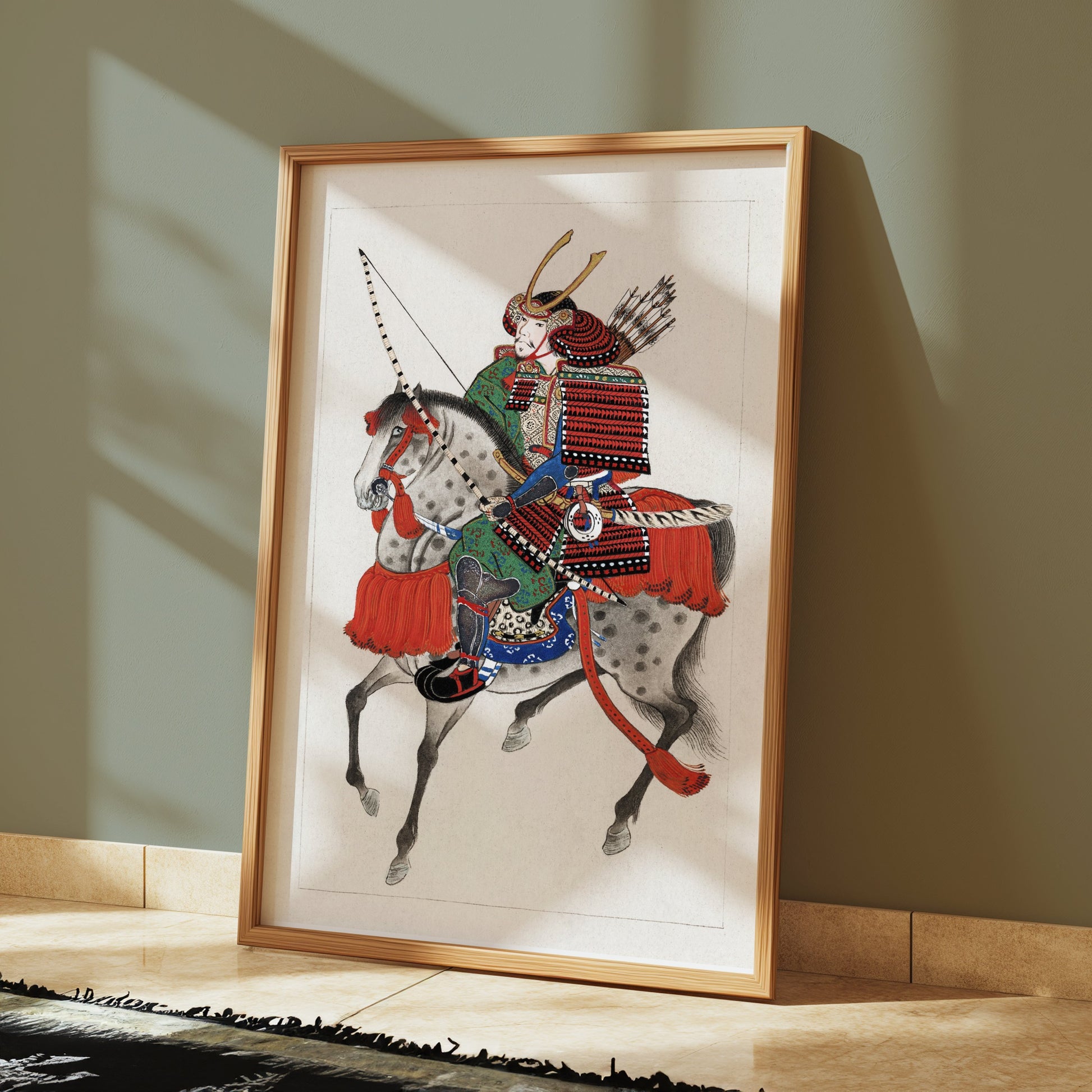 Premium Poster of Traditional Japanese Samurai Riding Horse Posters