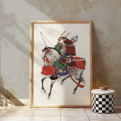 Premium Poster of Traditional Japanese Samurai Riding Horse Posters