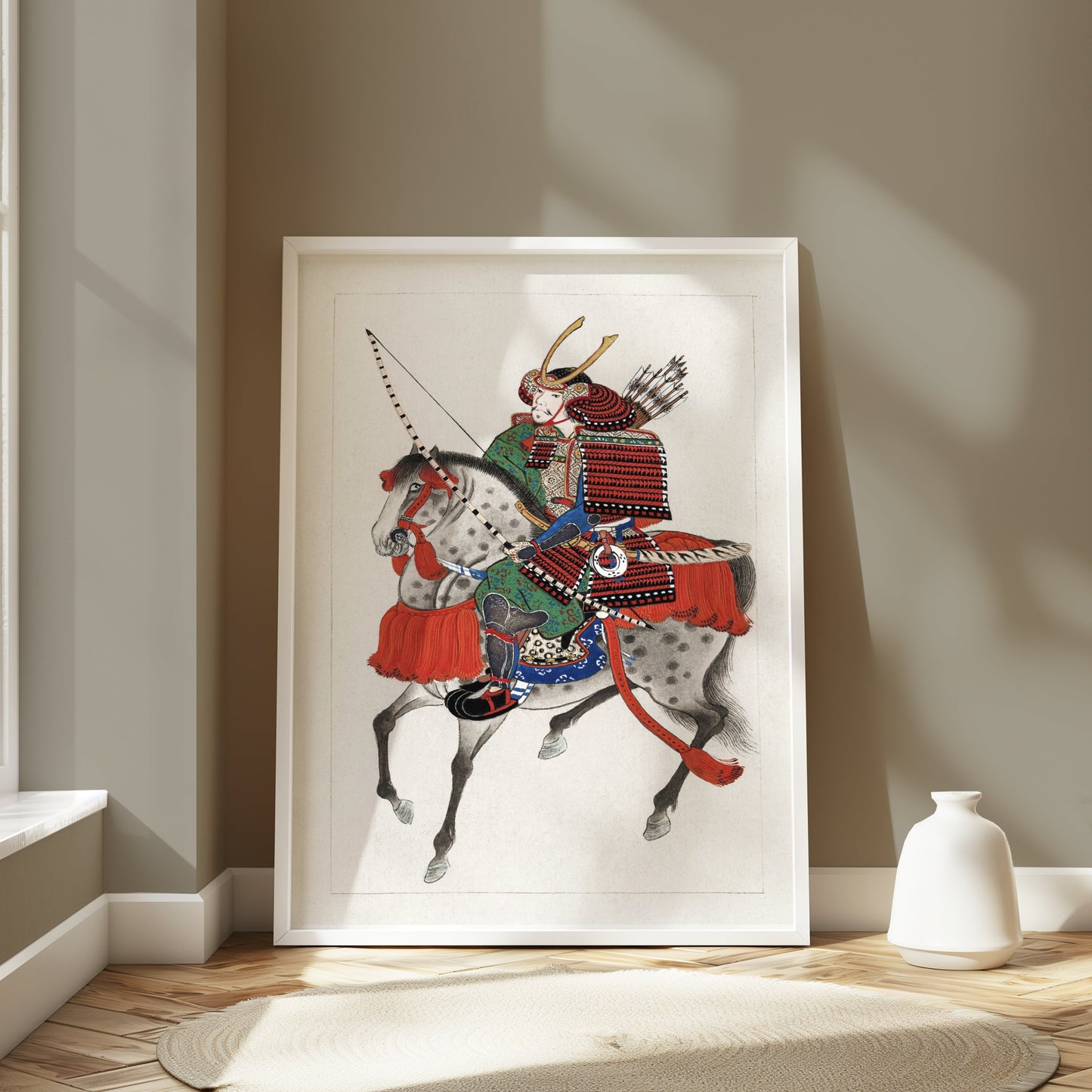 Premium Poster of Traditional Japanese Samurai Riding Horse Posters