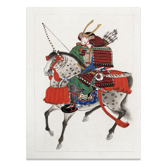 Premium Poster of Traditional Japanese Samurai Riding Horse Posters