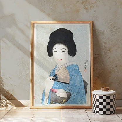 Premium Poster of Traditional Japanese Woman with Fan Art Print Posters