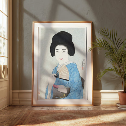 Premium Poster of Traditional Japanese Woman with Fan Art Print Posters