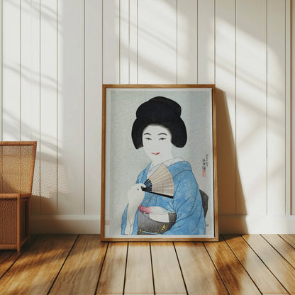 Premium Poster of Traditional Japanese Woman with Fan Art Print Posters