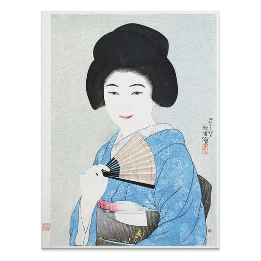 Premium Poster of Traditional Japanese Woman with Fan Art Print Posters