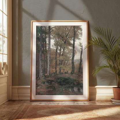 Premium Poster of Tranquil Autumn Forest Landscape with Stream Posters
