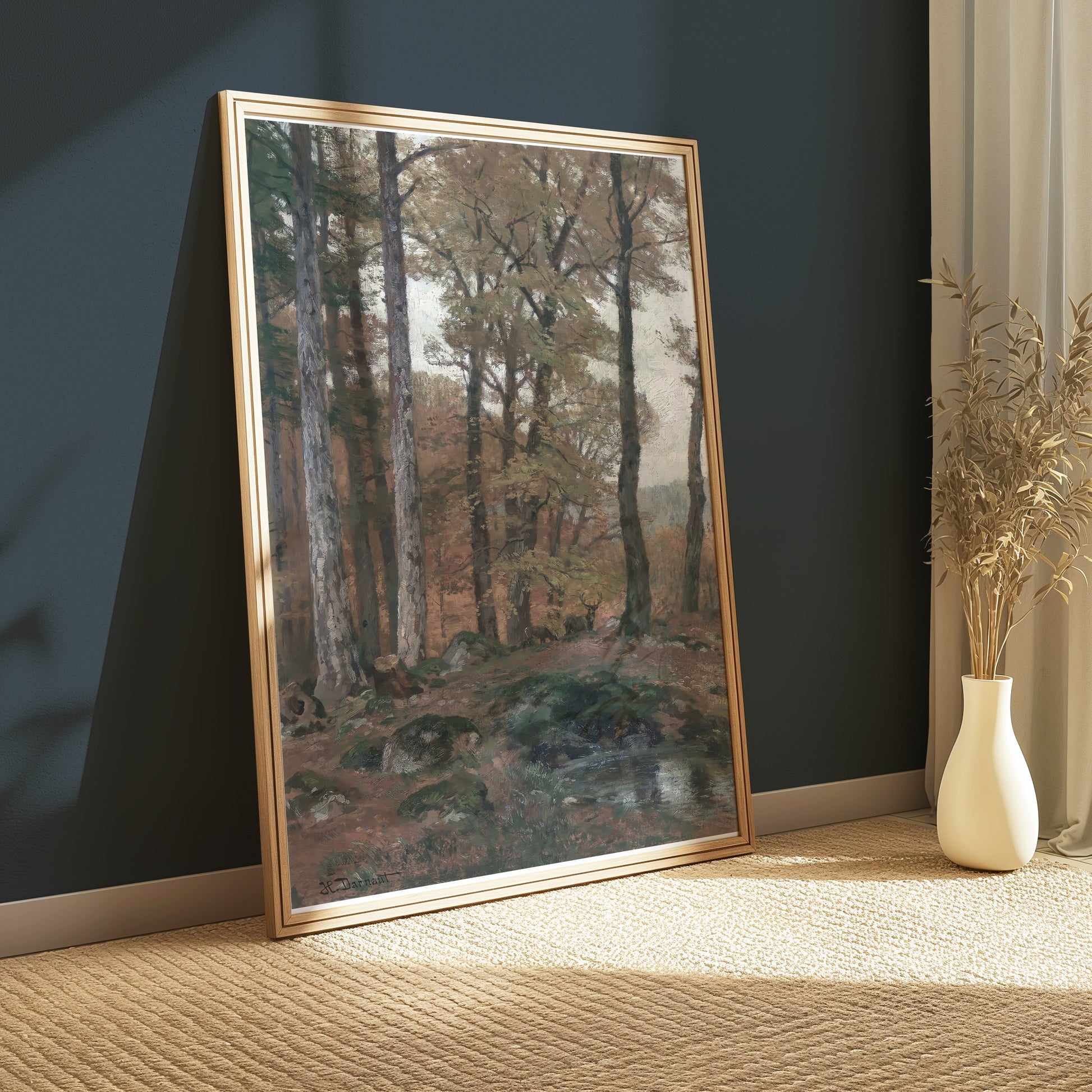 Premium Poster of Tranquil Autumn Forest Landscape with Stream Posters