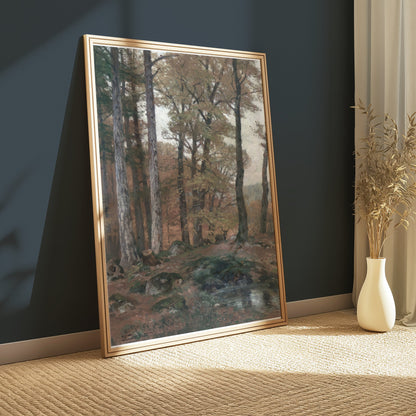 Premium Poster of Tranquil Autumn Forest Landscape with Stream Posters