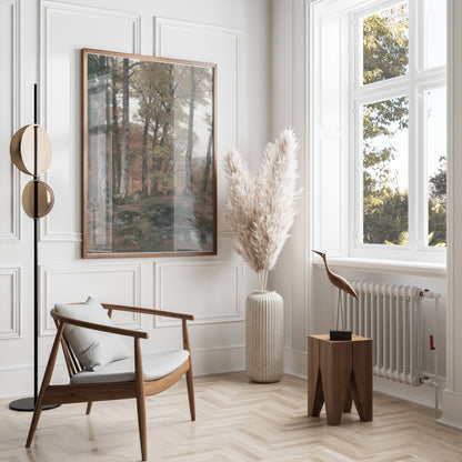 Premium Poster of Tranquil Autumn Forest Landscape with Stream Posters