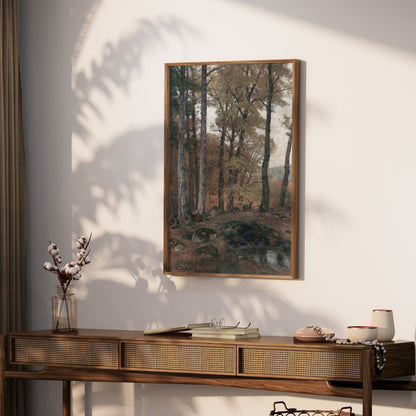 Premium Poster of Tranquil Autumn Forest Landscape with Stream Posters