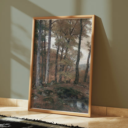 Premium Poster of Tranquil Autumn Forest Landscape with Stream Posters