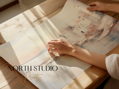 Premium Poster of Tranquil Coastal Townscape Artwork Posters