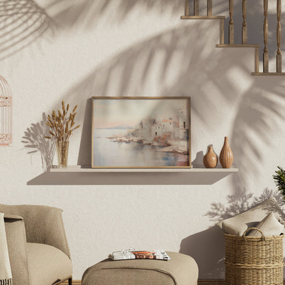 Premium Poster of Tranquil Coastal Townscape Artwork Posters