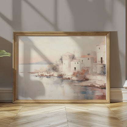 Premium Poster of Tranquil Coastal Townscape Artwork Posters