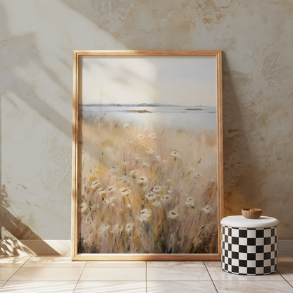 Premium Poster of Tranquil Coastal Wildflower Meadow Landscape Art Posters