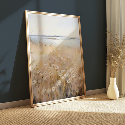 Premium Poster of Tranquil Coastal Wildflower Meadow Landscape Art Posters