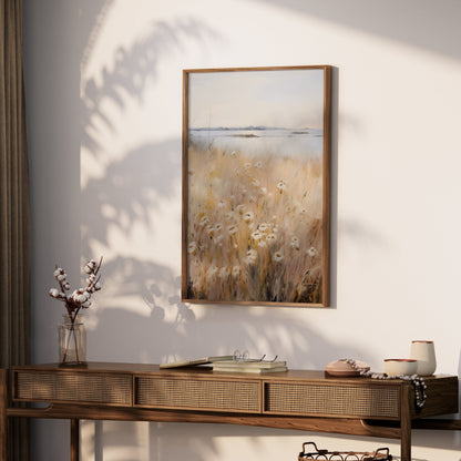 Premium Poster of Tranquil Coastal Wildflower Meadow Landscape Art Posters