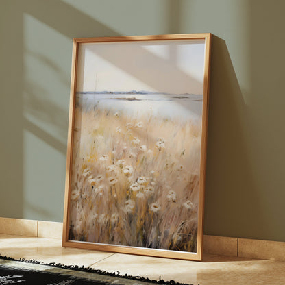 Premium Poster of Tranquil Coastal Wildflower Meadow Landscape Art Posters