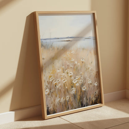 Premium Poster of Tranquil Coastal Wildflower Meadow Landscape Art Posters